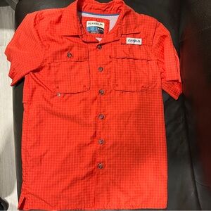 Magellan Outdoors Vibrant Orange , Vented Plaid Shirt